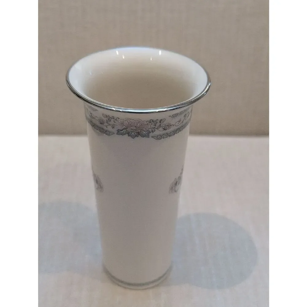 Lenox Charleston Delicate Floral Vase Platinum Trim Vintage Made In USA